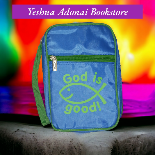 God is good! Bible Cover Medium, Blue and Green