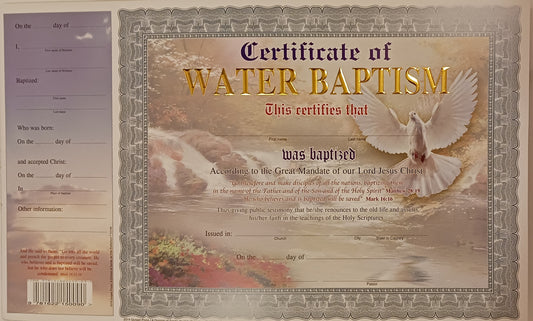 Certificate of Water Baptism